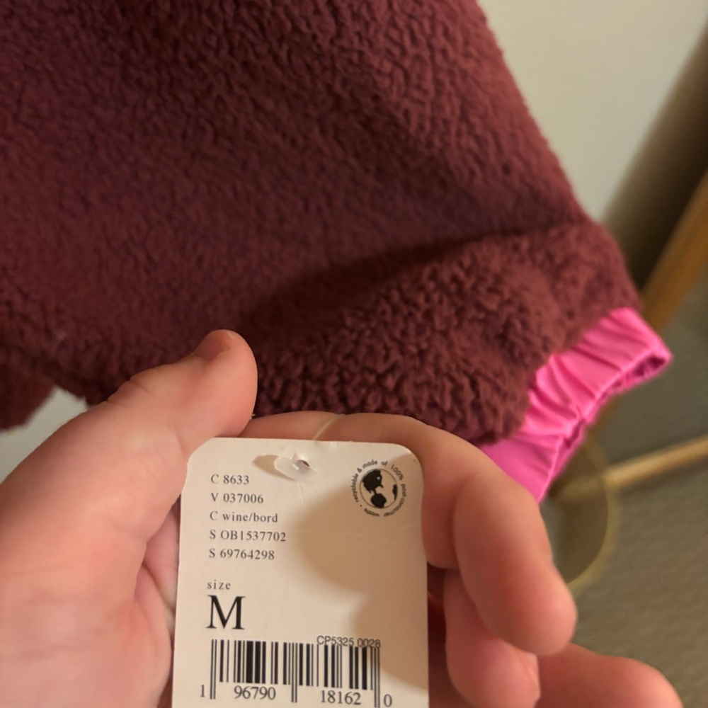 Free People Movement Lead The Pack Fleece Pullover, Burgundy Pink Combo, NWT, M - Picture 6 of 6